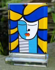 "American Girl” small acrylic sculpture by Romero Britto