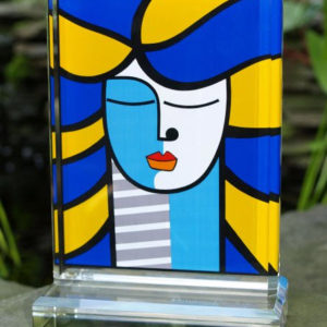 "American Girl” small acrylic sculpture by Romero Britto