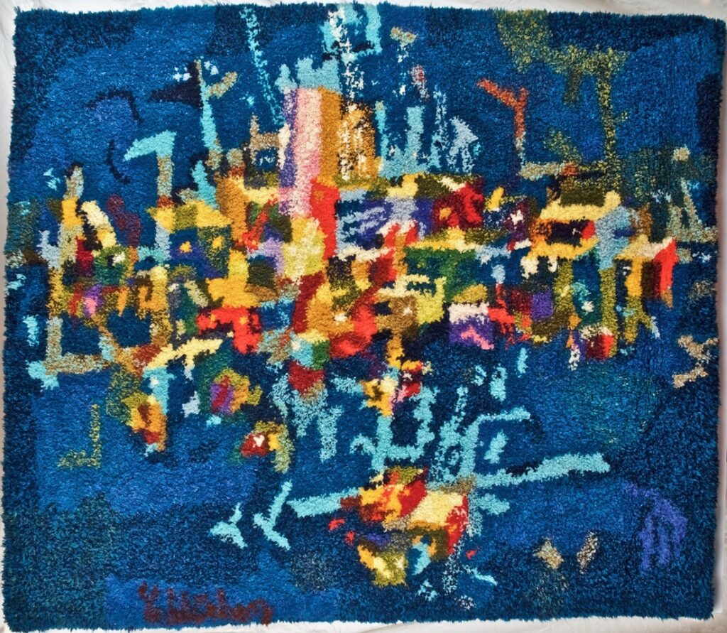 "City in Blue" Wool Tapestry by Yankel Ginzburg