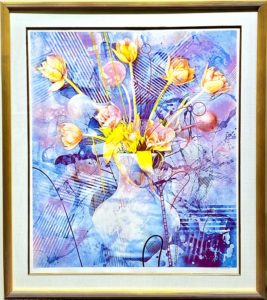  "Rhapsody in Blue” Mixed-Media Serigraph by Yankel Ginzburg